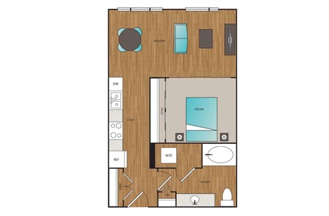 Main Street Flats 1x1 E Floor Plan